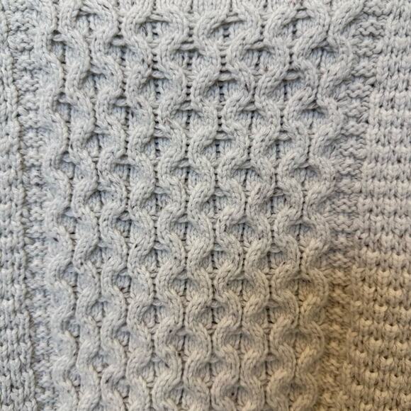 Fisherman-style Crewneck Chunky Sweater Cotton/Wool/Nylon Small Cream - Picture 5 of 8